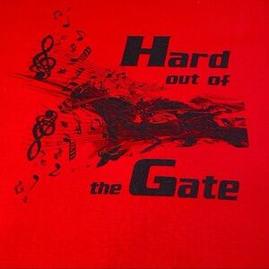Gildan Ultra Cotton Hard Out of the Gate Horse Racing T-shirt Red Size 2XL